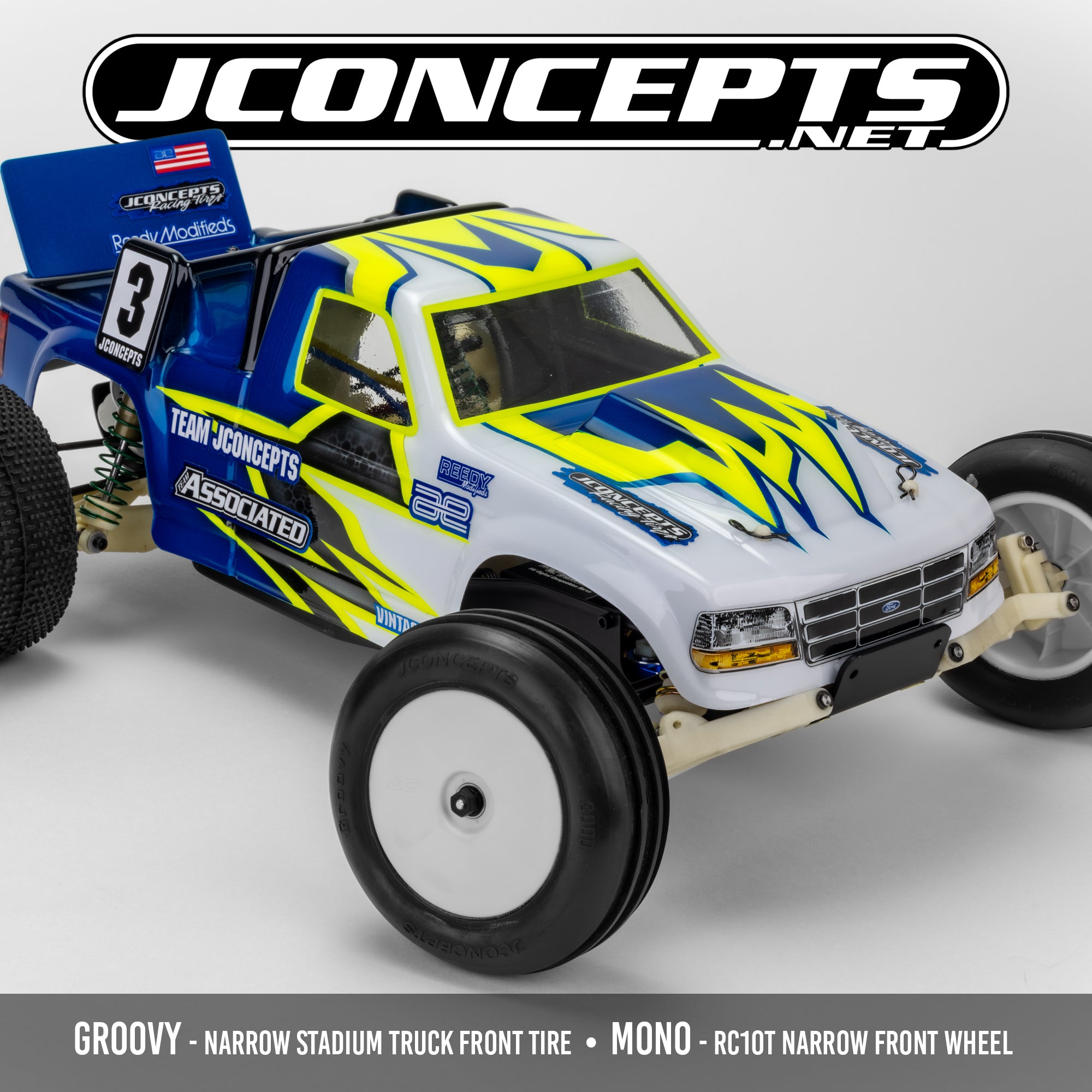 J Concepts Groovy - Blue Compound, Narrow Stadium Truck Front Tire, 300001