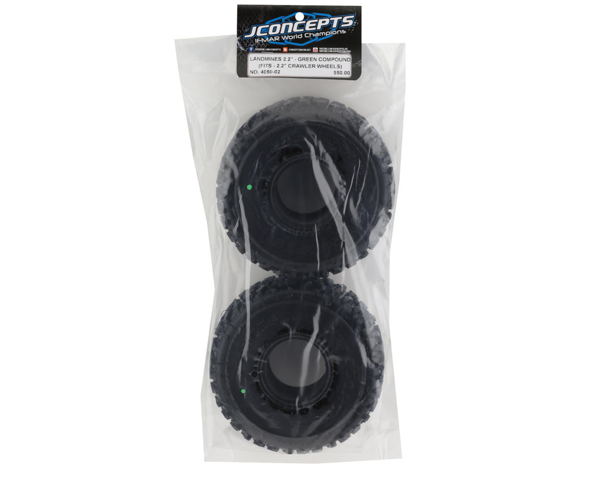 J Concepts Landmines 2.2" Rock Crawler Tires (2) (Green)