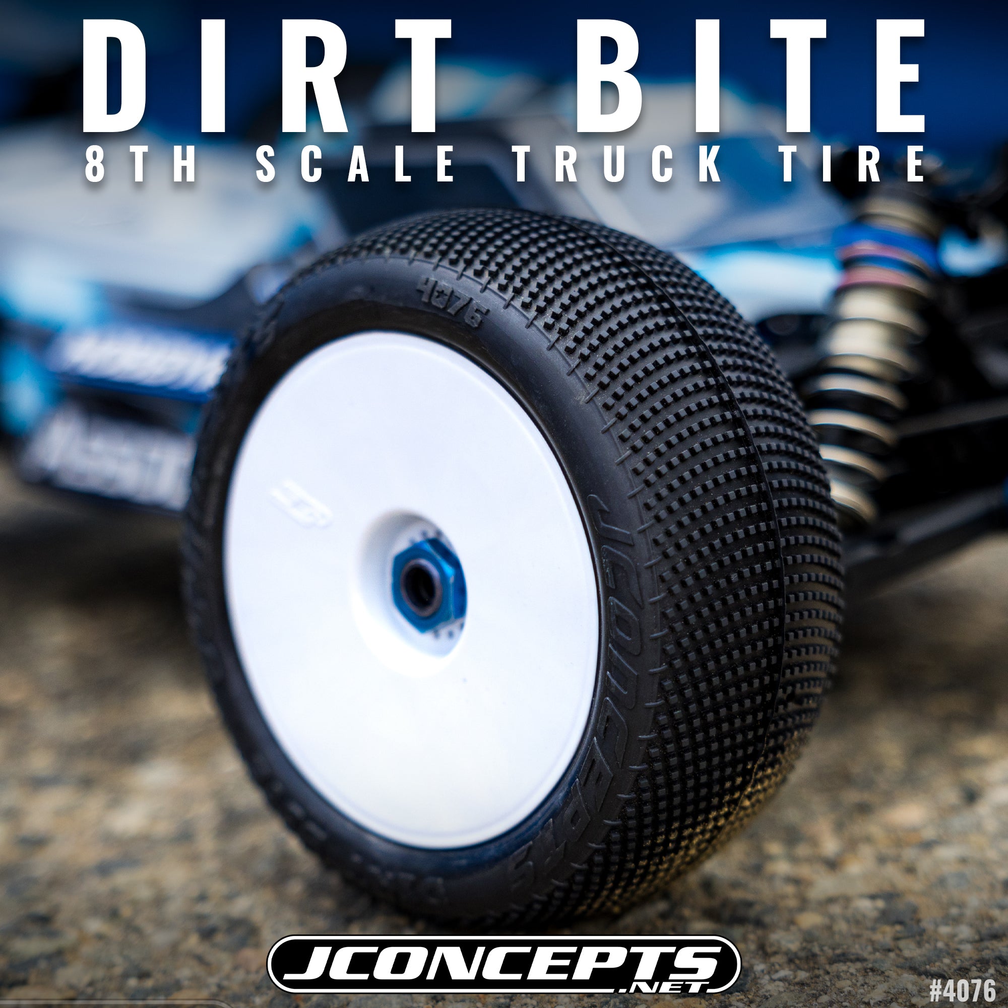 J Concepts Dirt Bite Tires (2), Aqua (A2) Compound, Fits 1/8th truck wheel 407603