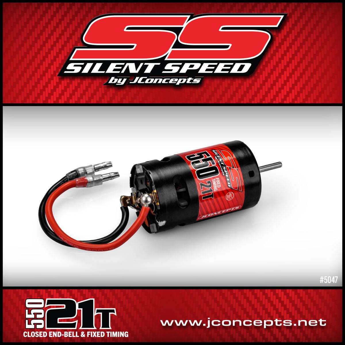 J Concepts Silent Speed, 550 21T, Brushed Fixed End Bell Competition 5047