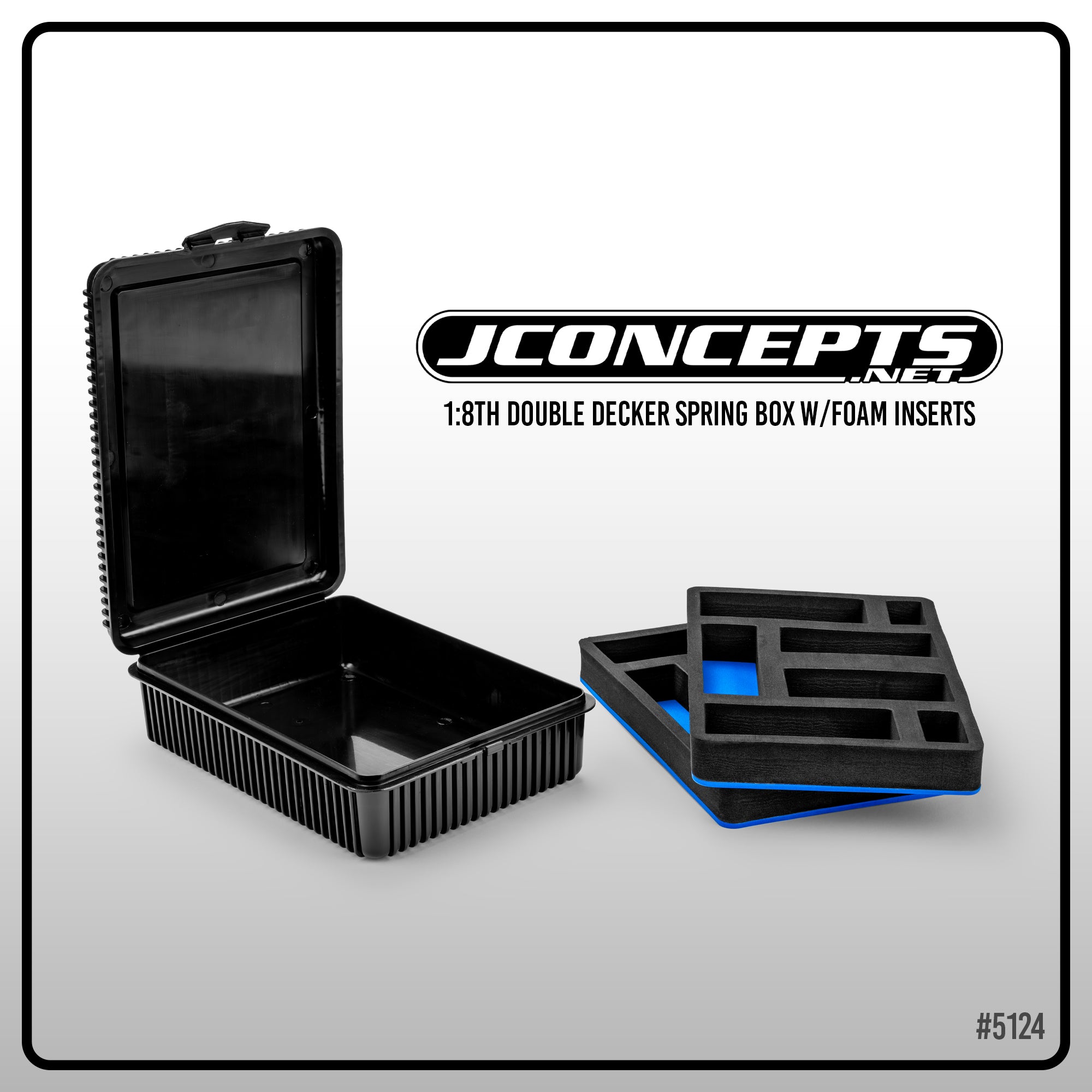 J Concepts 1:8th Double Decker Spring Box w/Foam Inserts, Black, 5124