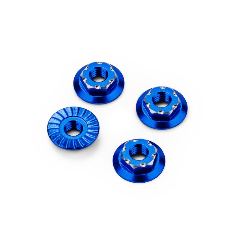 J Concepts RC10B7 M4 Low-Profile Aluminum Wheel Nut, Blue, 4pc 52161