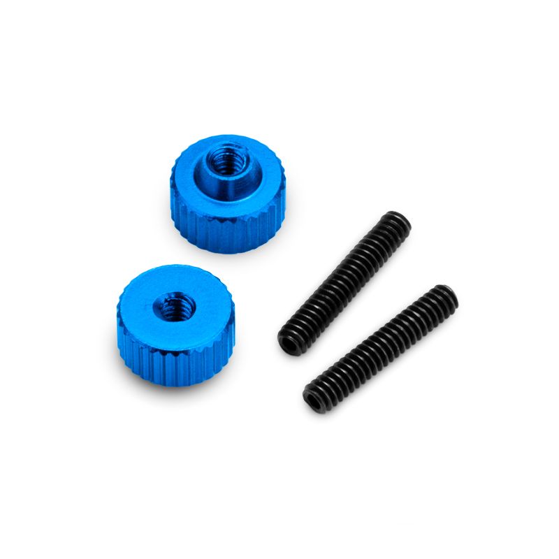 J Concepts 4-40 Thumb Nuts, w/Set Screw, 2pc, Blue, Fits Vintage 52381