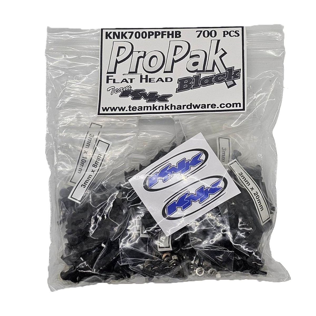 Team KNK 700 Piece ProPak Flat Head Screw Black Oxide Bulk Bag 700PPFHBO