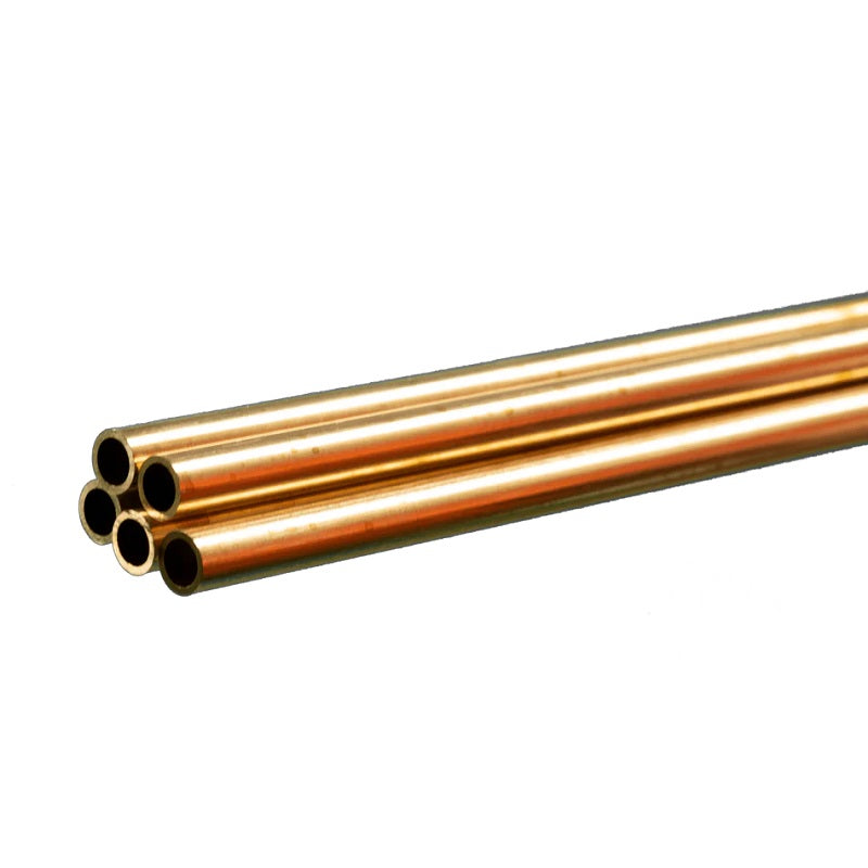 K&S Metals Round Brass Tube 5/32" OD x 0.014" Wall x 36" — 5-Pack 260/272 Brass Tubing