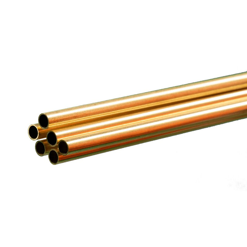 K&S Metals Round Brass Tube 3/16" OD x 0.014" Wall x 36" — 6-Pack 260/272 Brass Tubing for Models