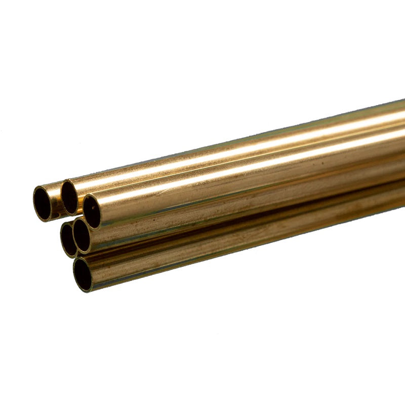 K&S Metals Round Brass Tube 7/32" OD x 0.014" Wall x 36" — 6-Pack 260/272 Brass Tubing