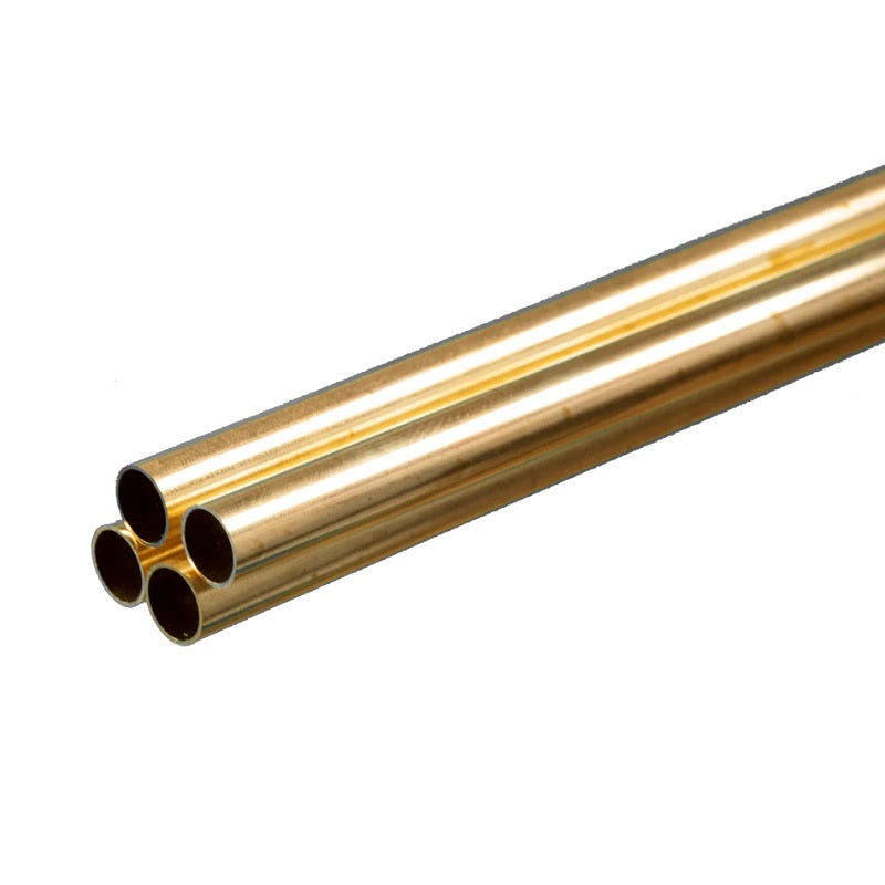 K&S Metals Round Brass Tube 5/16" OD x 0.014" Wall x 36" — 4-Pack 260/272 Brass Tubing for HVAC