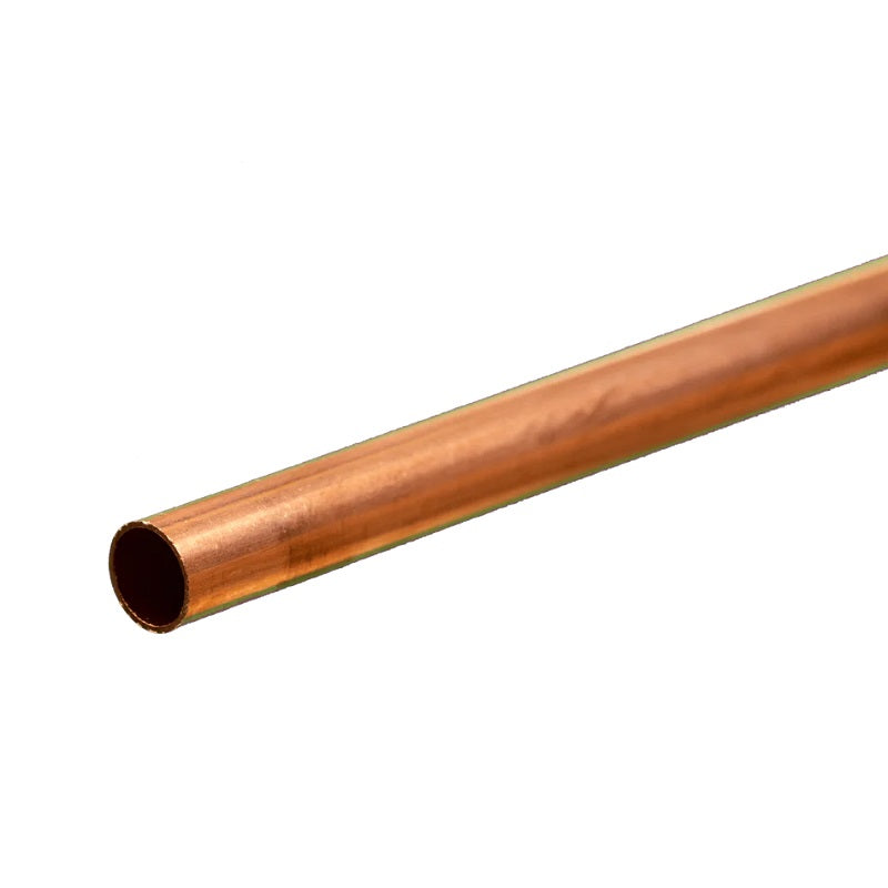 K & S Metals Round Copper Tube: 1/4" OD x 0.014" Wall x 12" Long 8116