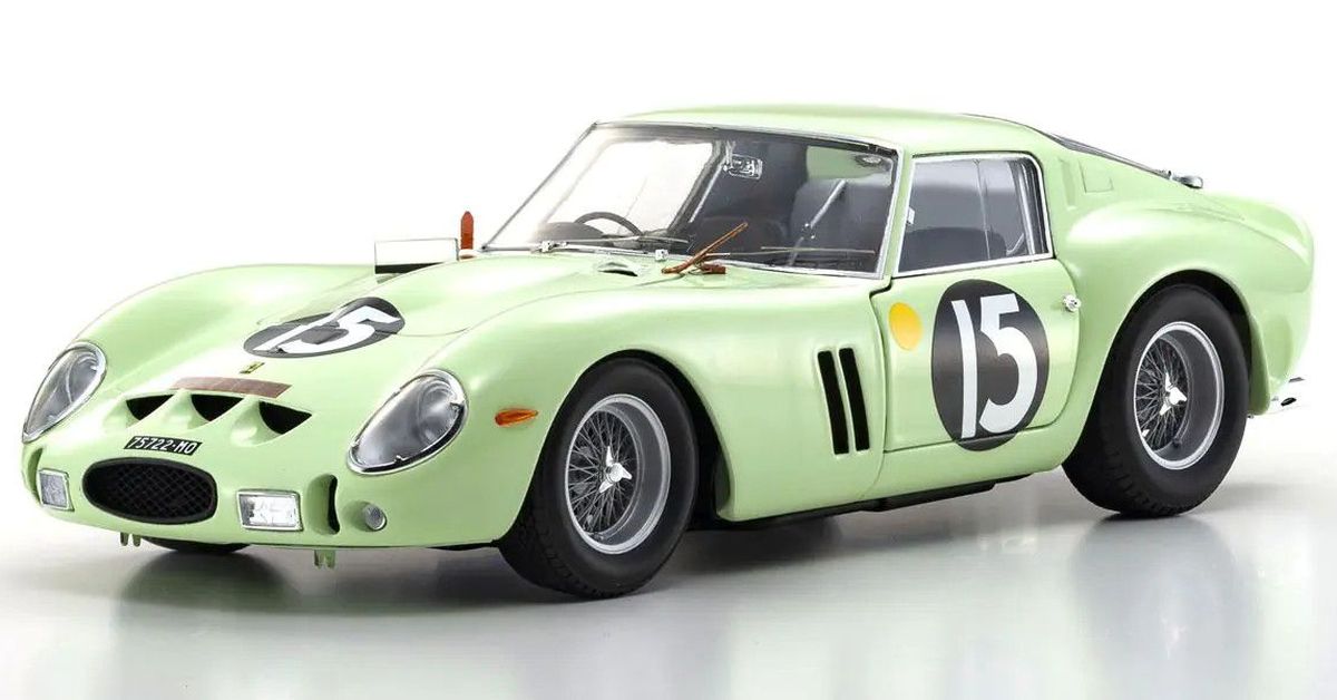 Kyosho 1/18 Ferrari 250 GTO 1962 Goodwood #15 Light Green Diecast Model