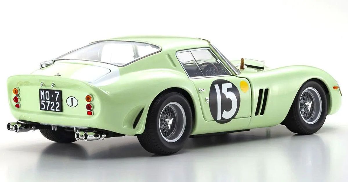 Kyosho 1/18 Ferrari 250 GTO 1962 Goodwood #15 Light Green Diecast Model