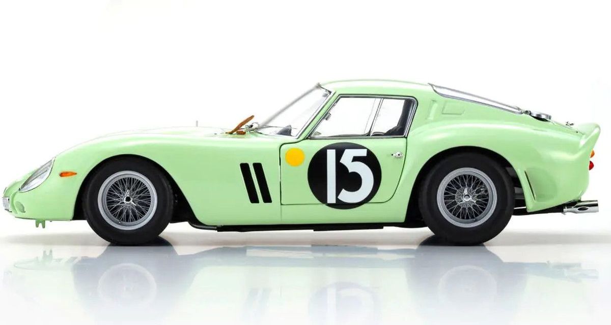 Kyosho 1/18 Ferrari 250 GTO 1962 Goodwood #15 Light Green Diecast Model