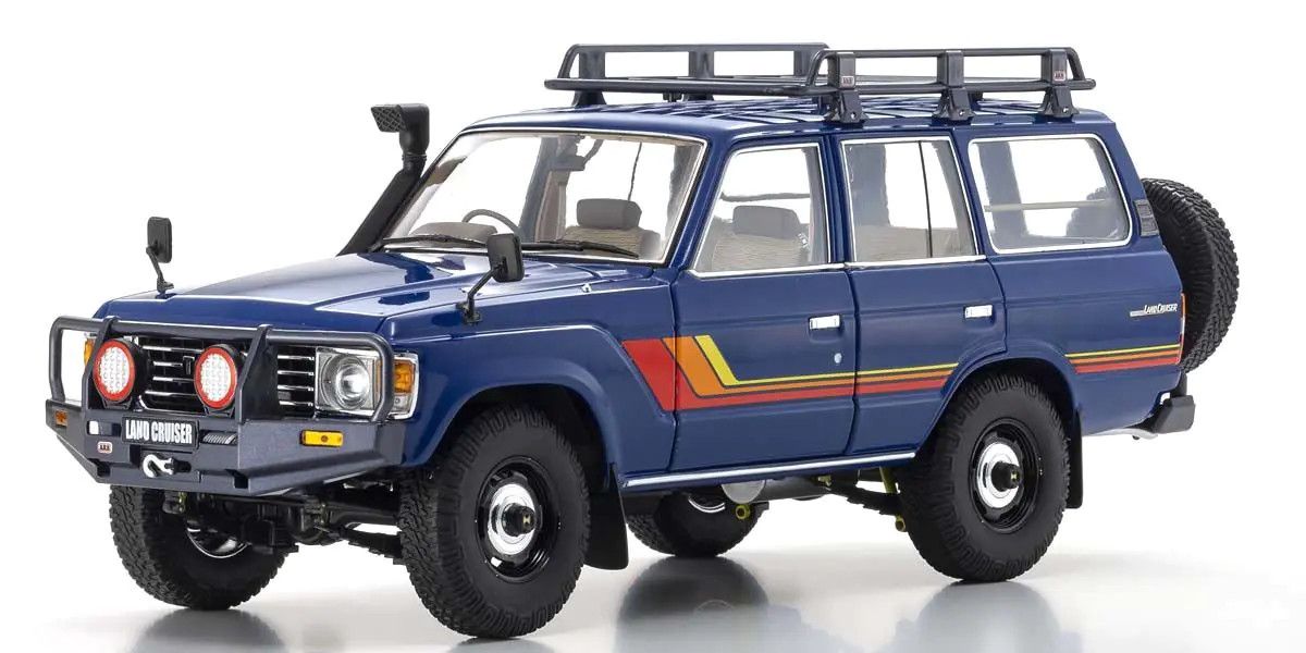 Kyosho 1/18 Scale Toyota Land Cruiser 60 with Optional Parts Blue Diecast 08956XBL