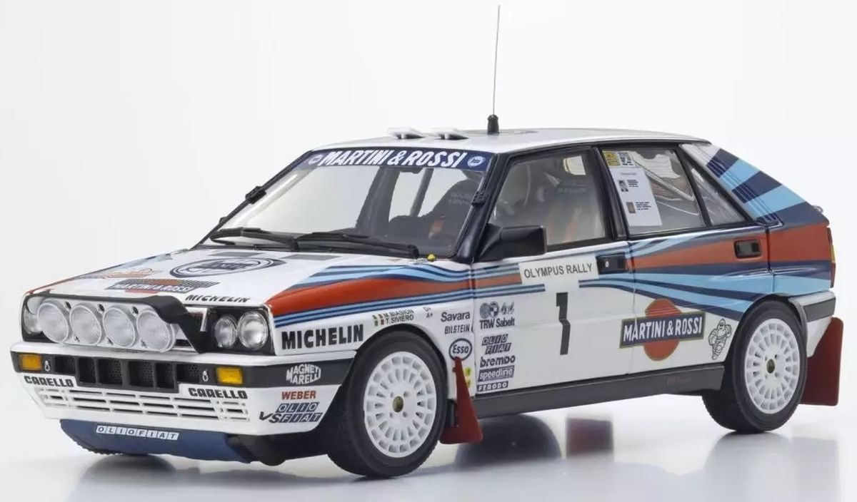 Kyosho 1/18 Lancia Delta HF Integrale 8V 1988 Olympus Rally Martini #1 Diecast Model Car