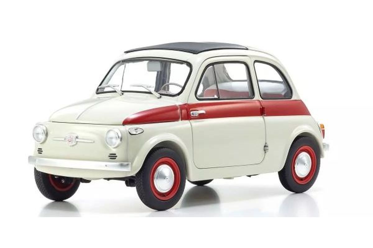 Kyosho 1/18 Fiat Nuova 500 Sport Light Gray Red Line Diecast Model