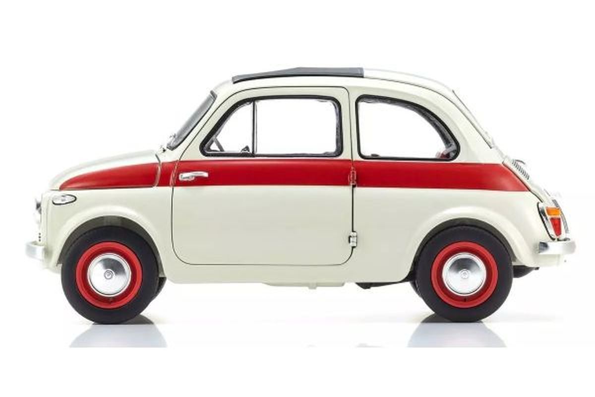 Kyosho 1/18 Fiat Nuova 500 Sport Light Gray Red Line Diecast Model