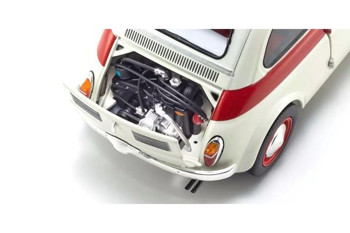 Kyosho 1/18 Fiat Nuova 500 Sport Light Gray Red Line Diecast Model
