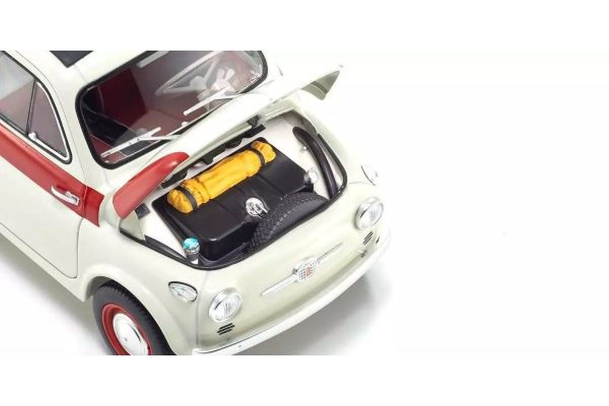 Kyosho 1/18 Fiat Nuova 500 Sport Light Gray Red Line Diecast Model