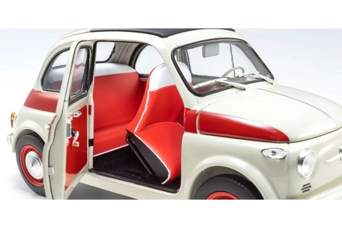 Kyosho 1/18 Fiat Nuova 500 Sport Light Gray Red Line Diecast Model