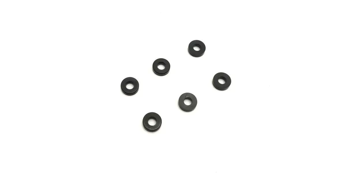 3x7x3mm Black Anodized Aluminum Washer 6-Pack | Kyosho