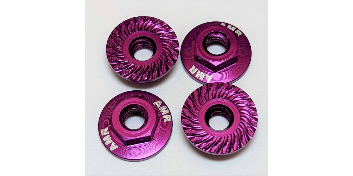 Kyosho M4 Aluminum Serrated Flange Nut, Purple AMR025P