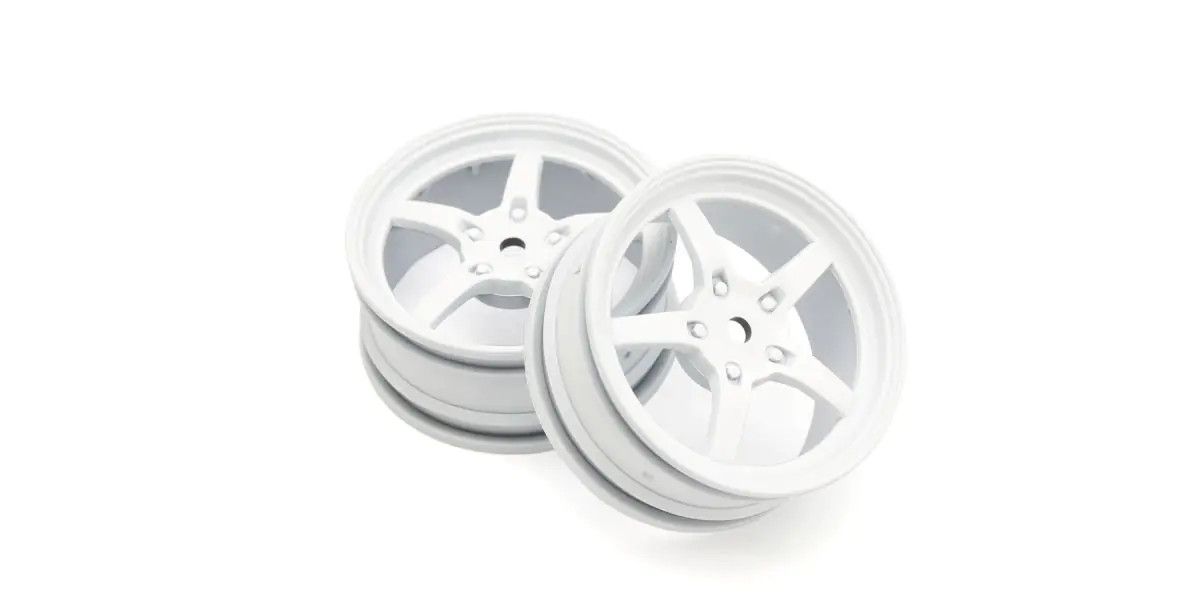 Kyosho 5-Spoke Racing Wheel, White, 2pcs FAH705W