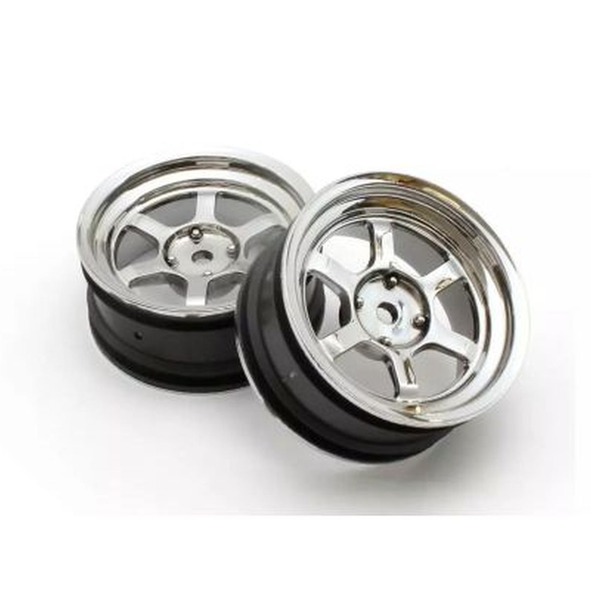RAYS TE37V Wheel Set Chrome Plated Offset 5mm for Fazer D2 Drift | Kyosho