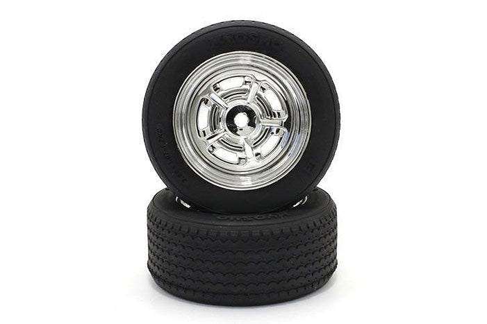 Kyosho Vintage TC Tire Medium Compound Mounted on Chrome Plated Rostyle Wheels for FZ02 2pcs) Default Title