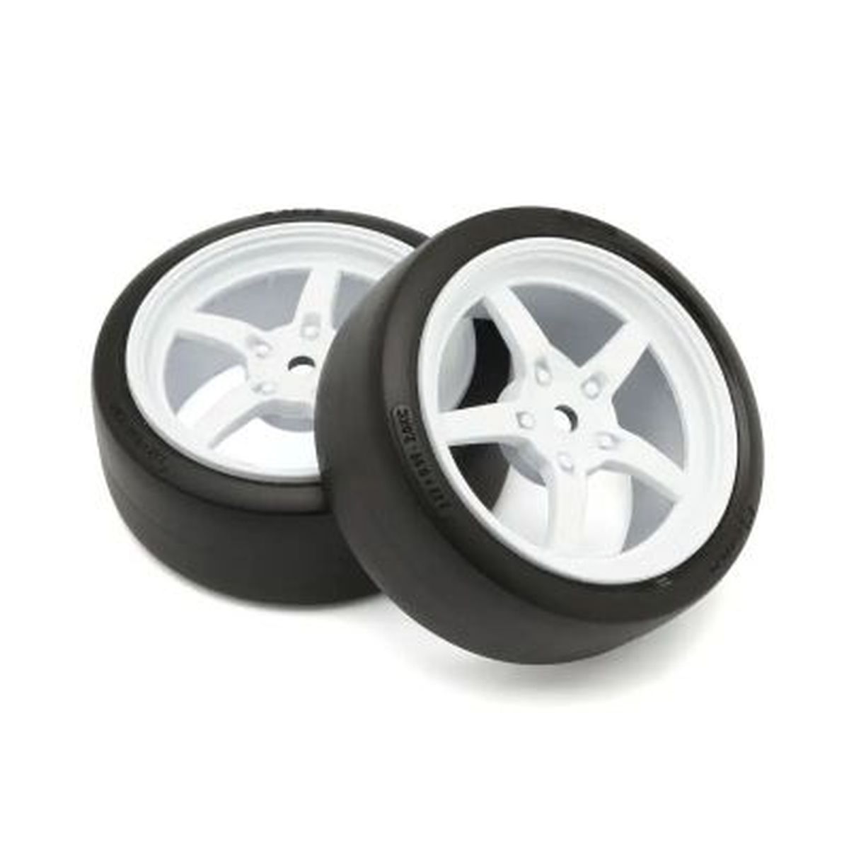 Pre-Mounted Drift Tire Set White 5-Spoke for Fazer MK2 Drift | Kyosho