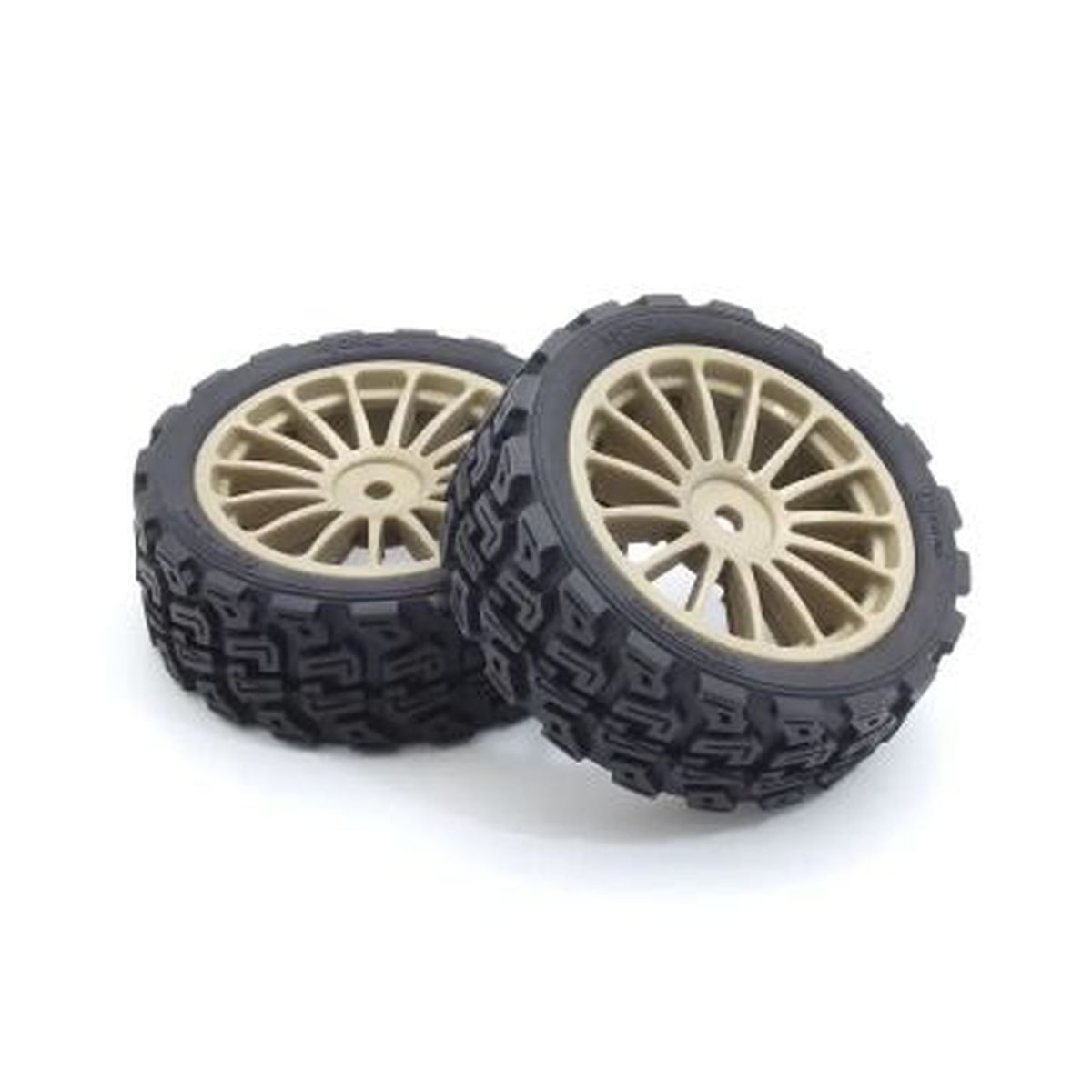 Pre-Mounted Rally Tire Set Gold 15-Spoke for Fazer MK2 FZ02-R | Kyosho
