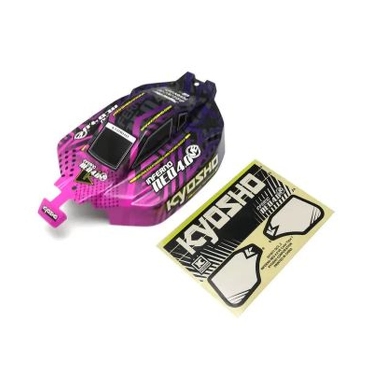 Pre-Decorated Purple Body Set for Inferno NEO 4.0 VE T1 1/8 Electric Buggy | Kyosho