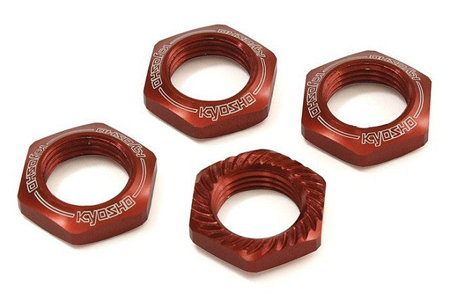 Kyosho Red 17mm Serrated Wheel Nut (4pcs) Default Title