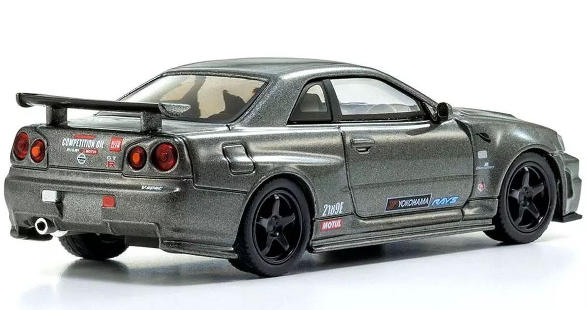 Kyosho MOTN 1/64 Nissan Skyline R34 GT-R Nismo CRS Version with LED Diecast Model