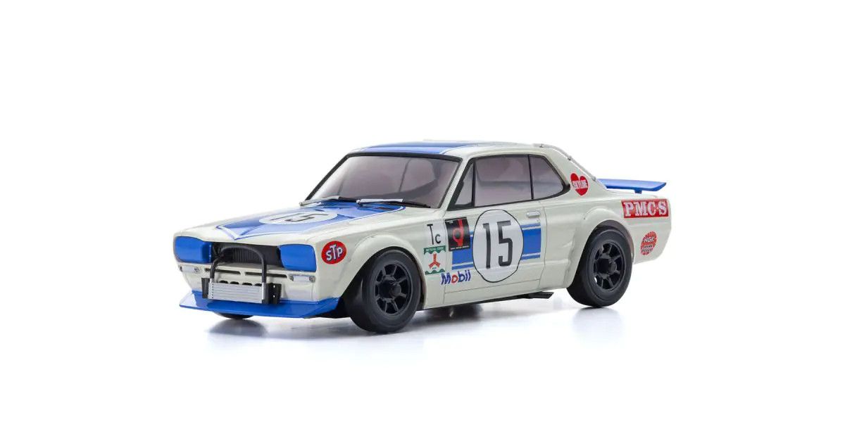 Kyosho 1972 Nissan Skyline White/Blue 2000GT-R (KPGC10) Racing #15 MZP472BL