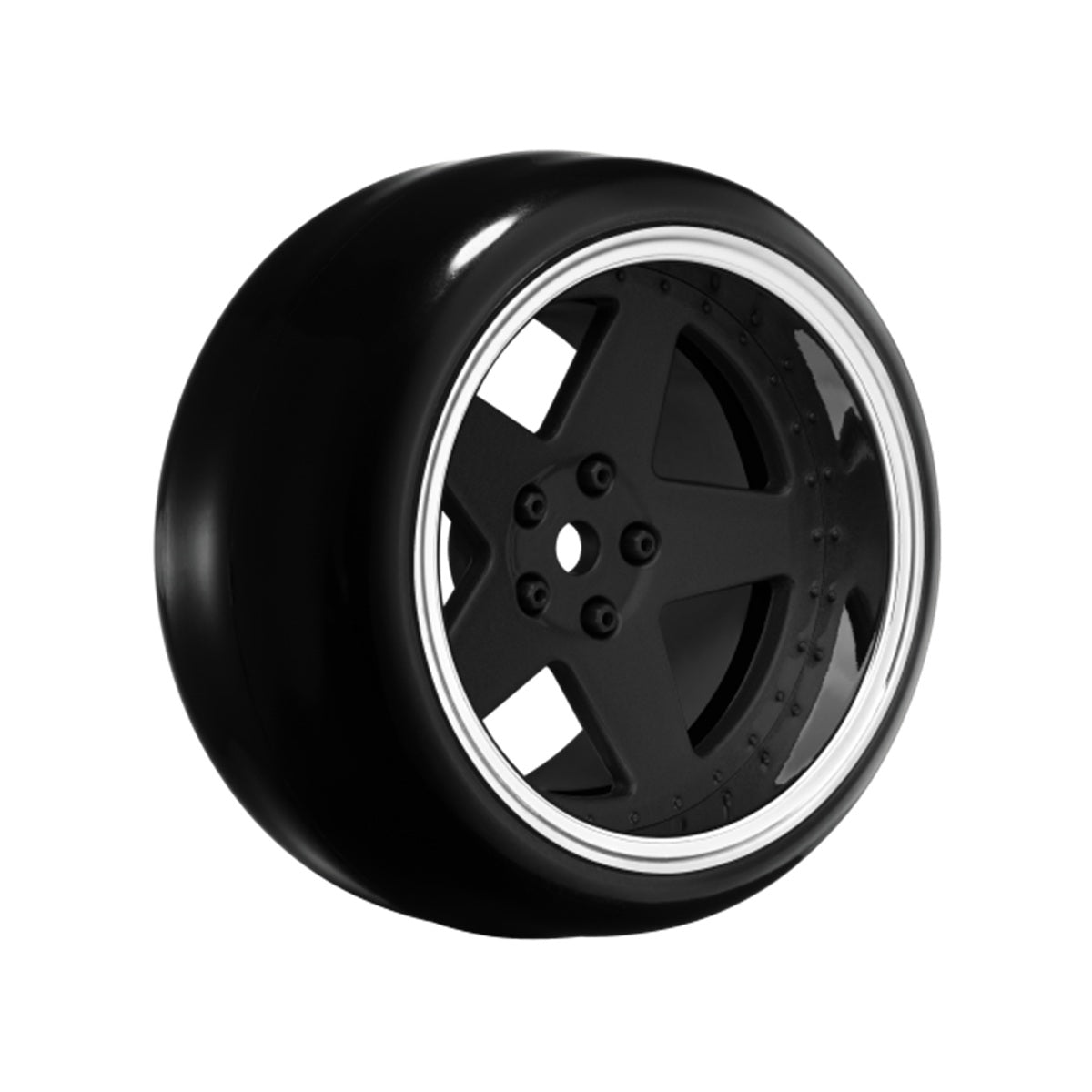 Louise RC 5-Spoke Matte Black 1/10 Drift Wheel and Tire Set Pre-Mounted