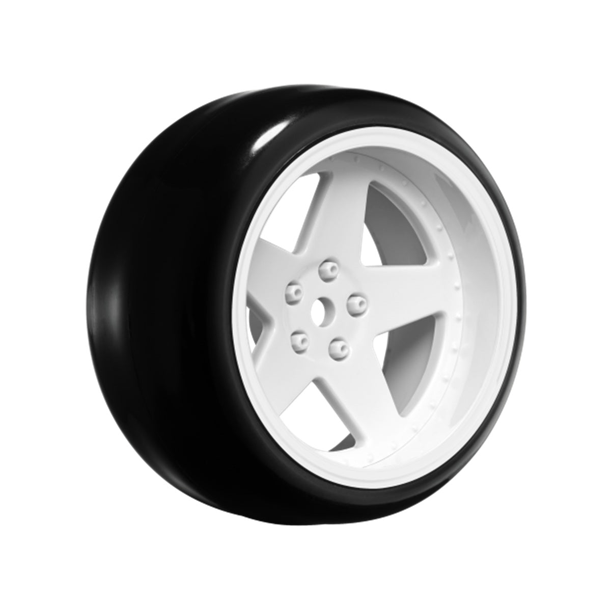 Louise RC 5-Spoke Gloss White 1/10 Drift Wheel and Tire Set Pre-Mounted