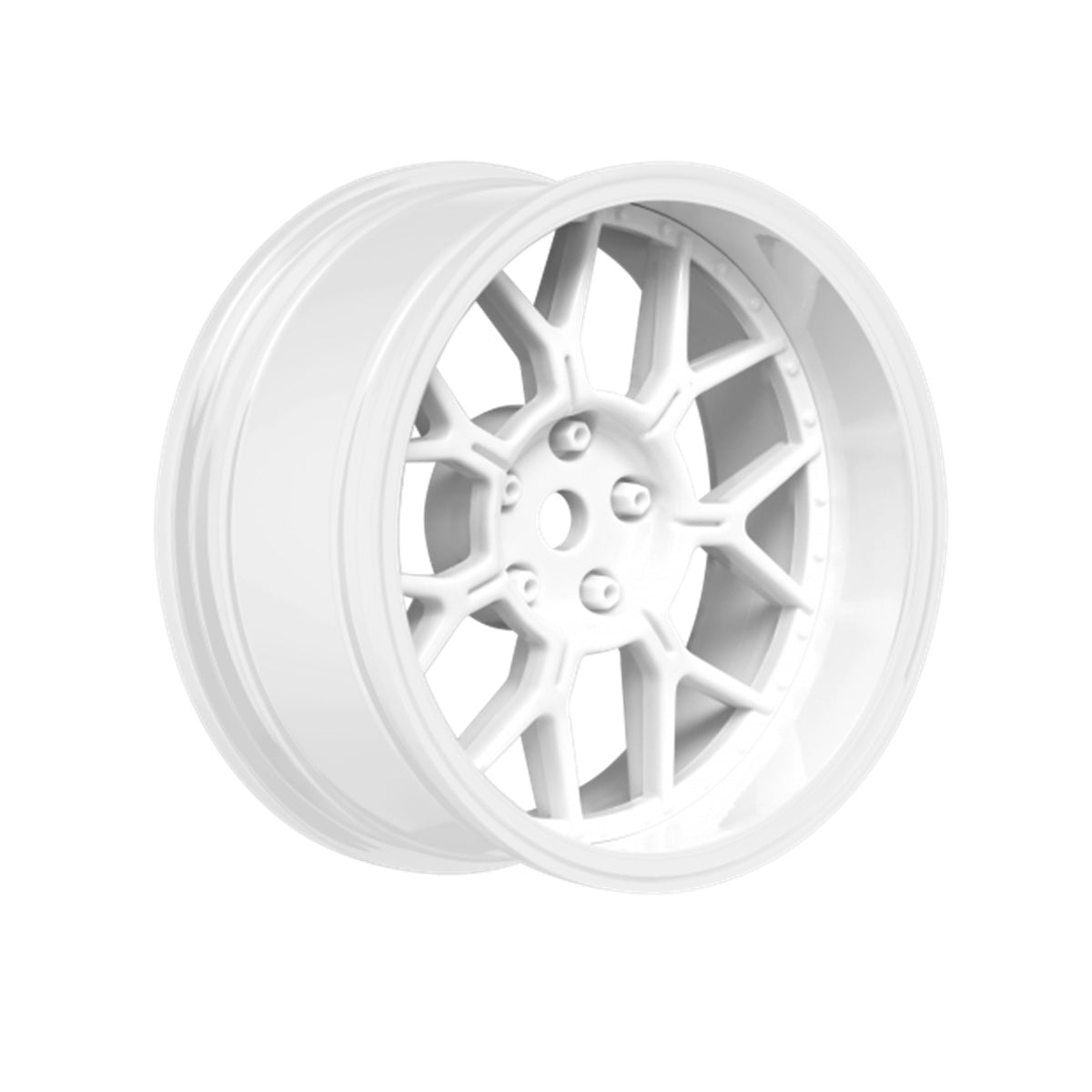 Louise RC 14-Spoke Gloss White 1/10 Drift Wheel and Tire Set Pre-Mounted