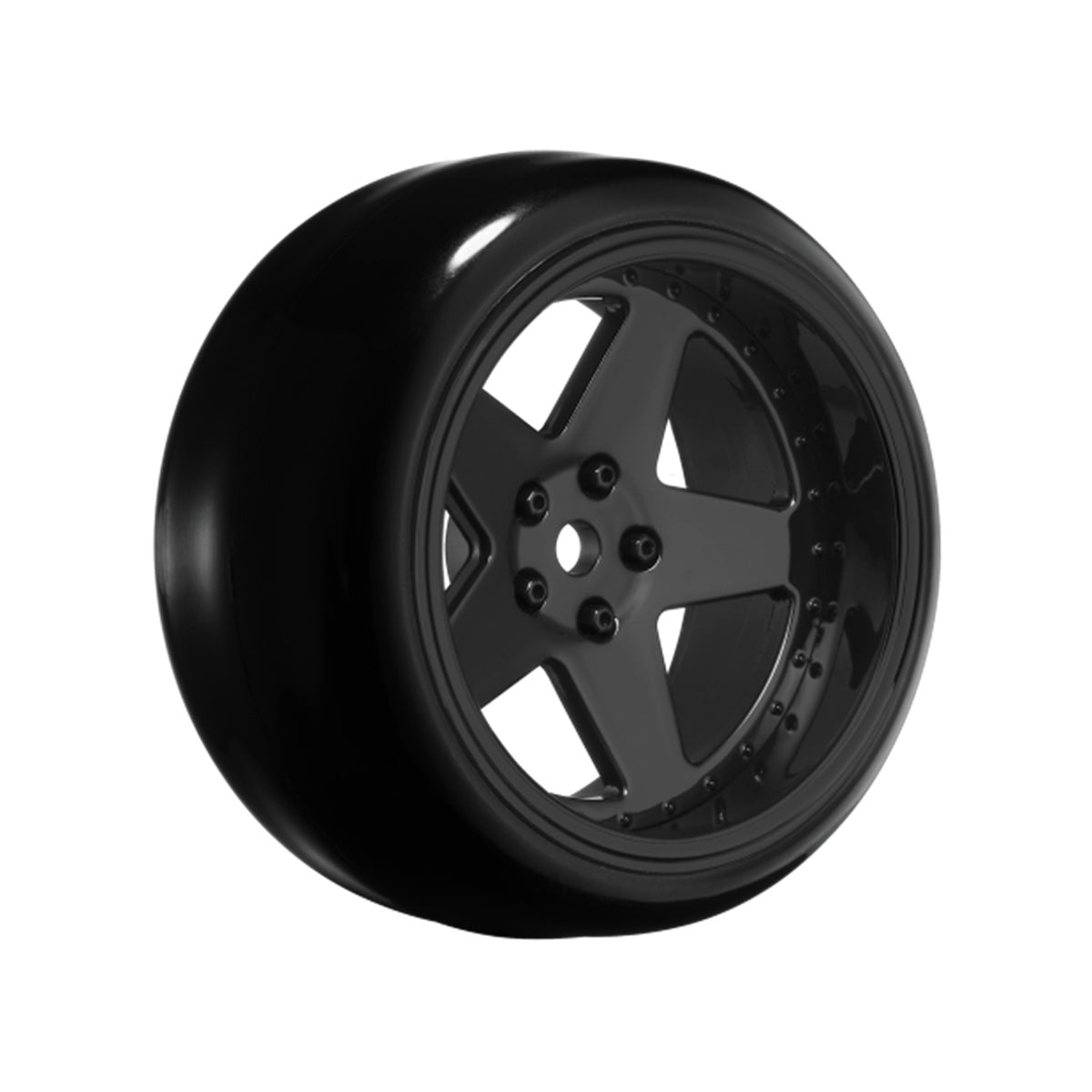 Louise RC 5-Spoke Gloss White 1/10 Drift Wheel and Tire Set Pre-Mounted