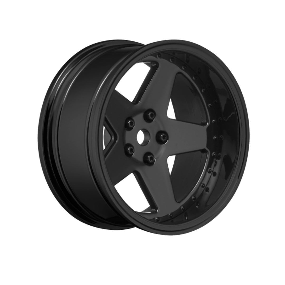 Louise RC 5-Spoke Gloss White 1/10 Drift Wheel and Tire Set Pre-Mounted