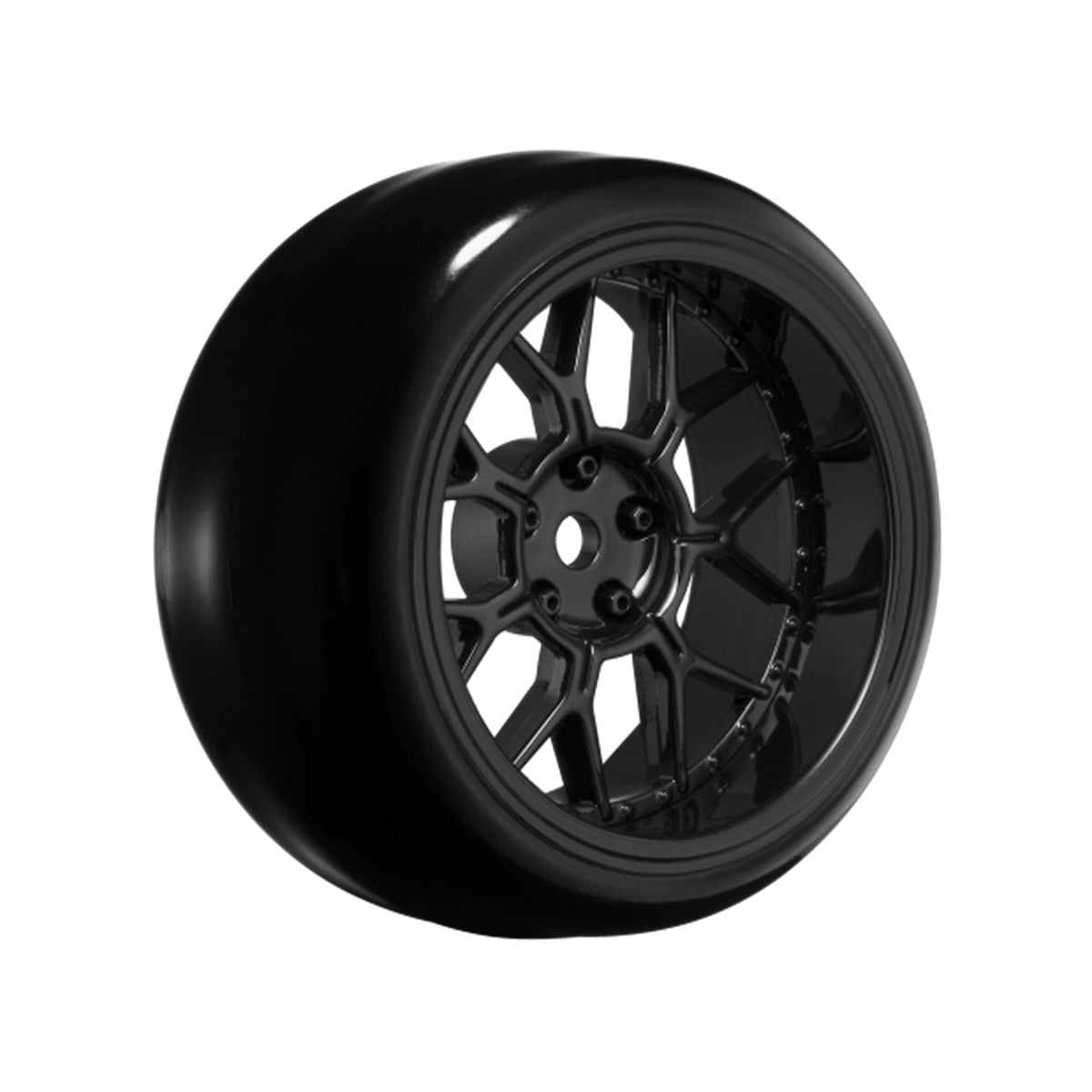 Louise RC 14-Spoke Gloss White 1/10 Drift Wheel and Tire Set Pre-Mounted