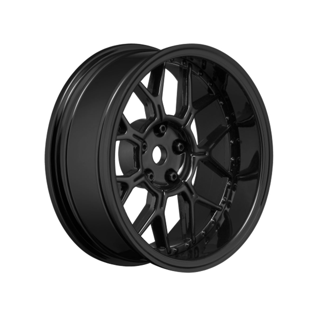 Louise RC 14-Spoke Gloss White 1/10 Drift Wheel and Tire Set Pre-Mounted