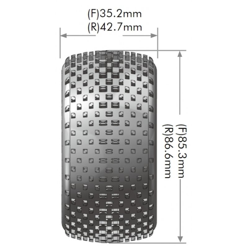 Louise R/C E-Hornet 1/10 4WD Rear Buggy Tire, Soft, Mounted on White LT3172SWKR