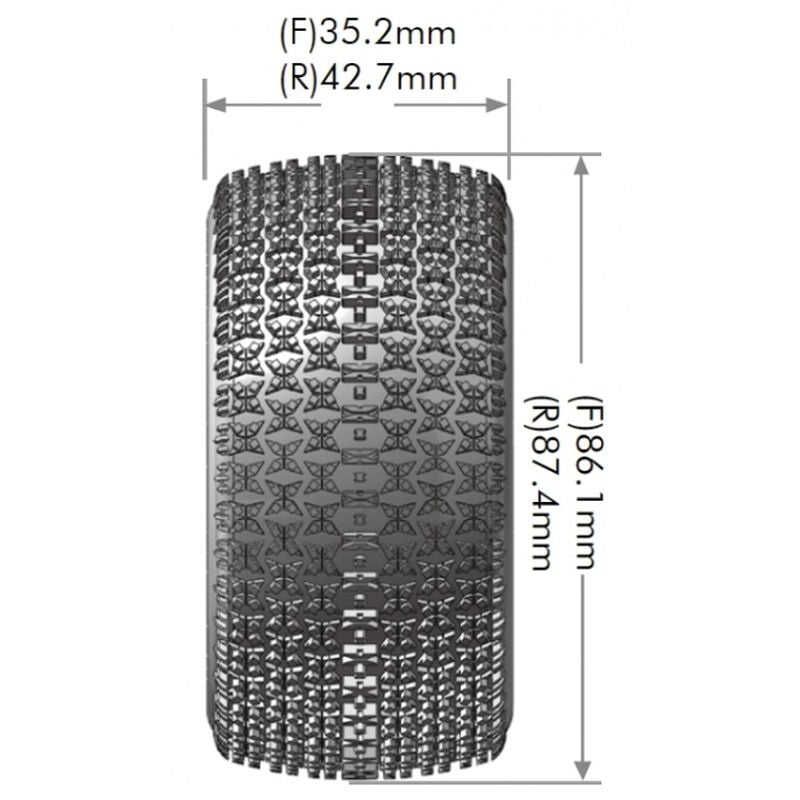 Louise R/C E-Maglev 1/10 4WD Rear Buggy Tire, Soft, Mounted on White LT3176SWKR