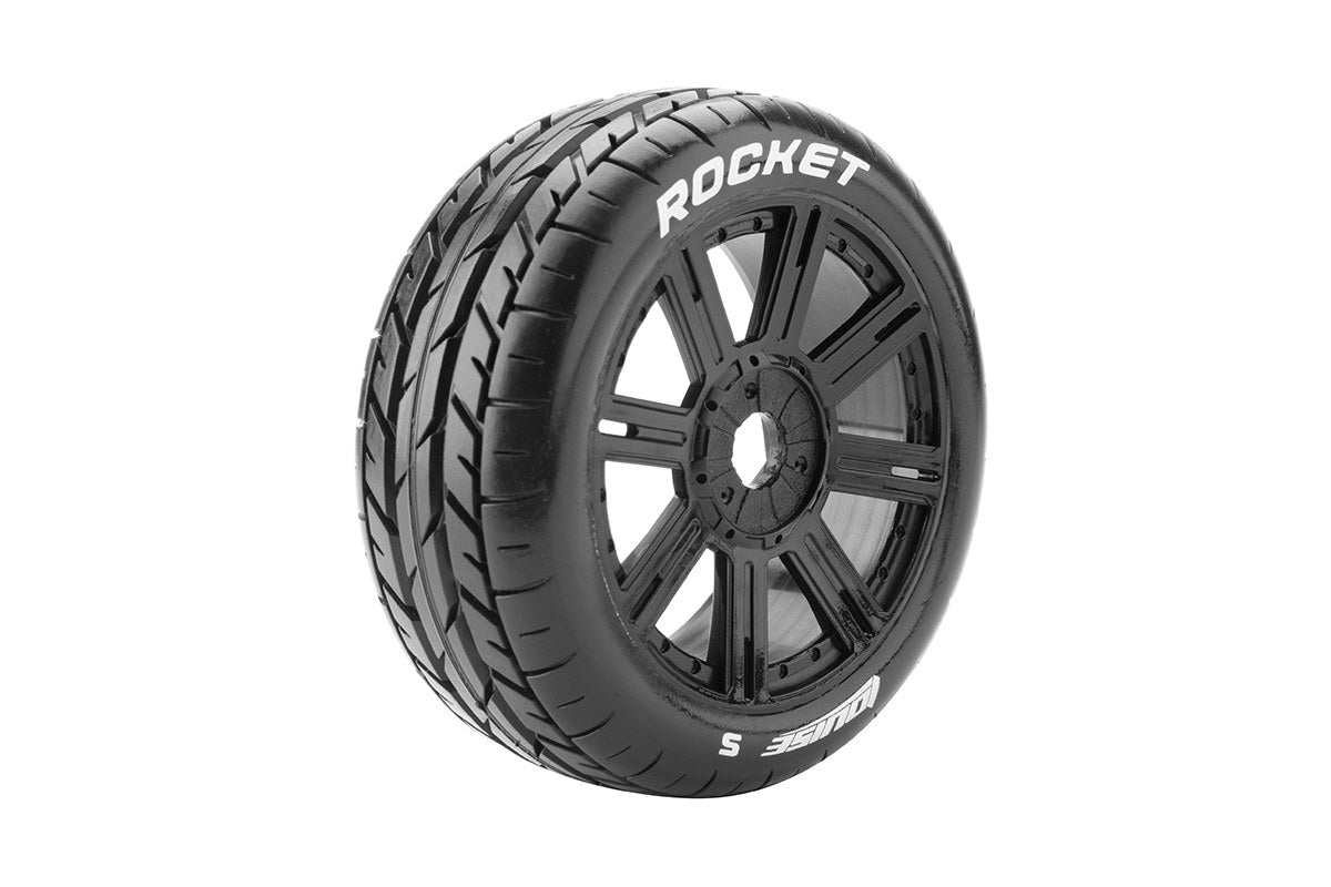 Louise R/C B-Rocket 1/8 Off-Road Buggy Tires, 17mm Hex, Mounted on Black Spoke Rim, Soft, Front/Rear (2) LT3190SB