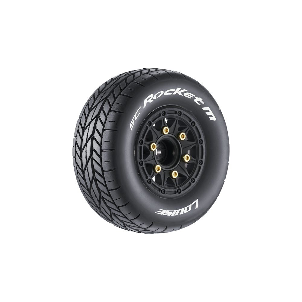 Louise R/C SC-Rocket M Oval Track 1/10 Short Course Road Tires, Soft, 12, 14 & 17mm Removable Hex Glued on Black Rim (2) LT3228SB