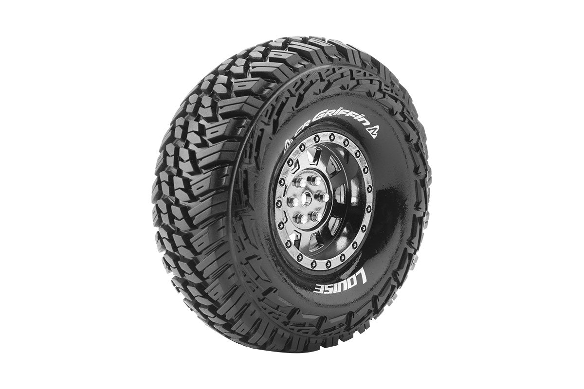 Louise R/C CR-Griffin 1/10 1.9" Crawler Tires, 12mm Hex Mounted on Black Chrome Rim, Super Soft, Front/Rear (2) LT3230VBC