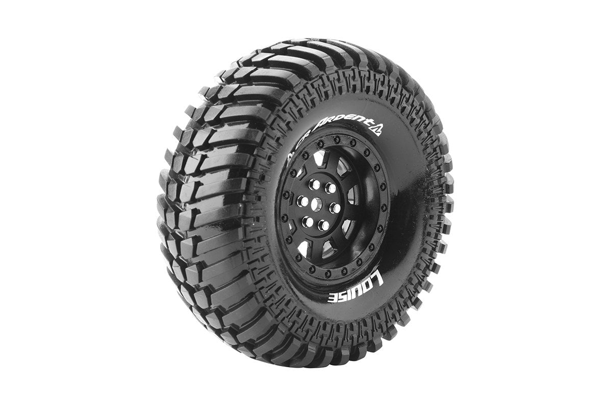 Louise R/C CR-Ardent 1/10 1.9" Crawler Tires, 12mm Hex, Super Soft, Mounted on Black Rim, Front/Rear (2) LT3232VB