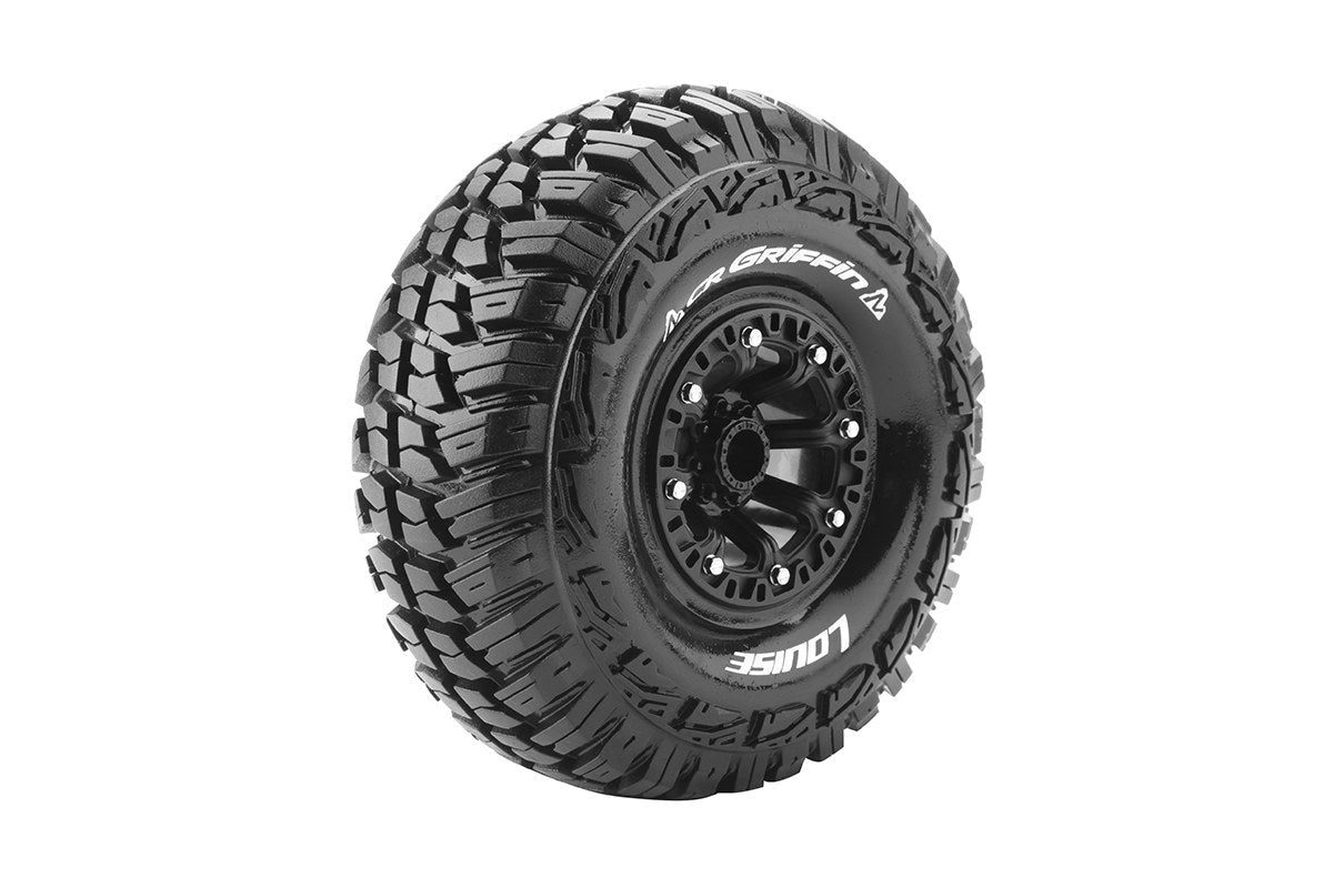 Louise R/C CR-Griffin 1/10 2.2" Crawler Tires, 12mm Hex, Super Soft, Mounted on Black Rim, Front/Rear (2) LT3235VB