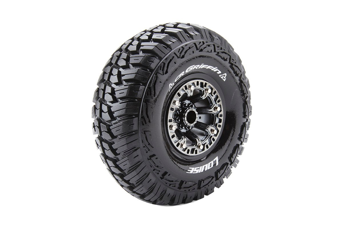 Louise R/C CR-Griffin 1/10 2.2" Crawler Tires, 12mm Hex on Black Chrome Rim, Super Soft, Front/Rear (2) LT3235VBC