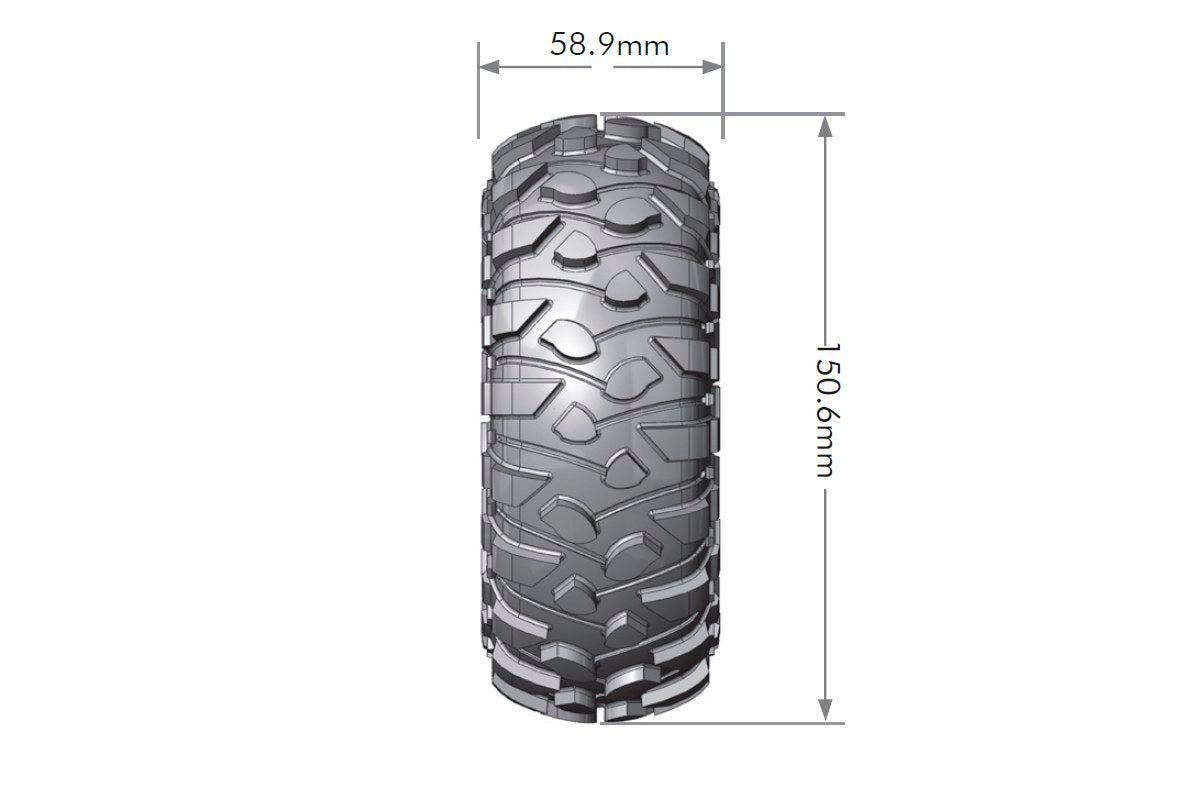 Louise R/C CR-Rowdy 1/10 2.2" Crawler Tires, 12mm Hex, Super Soft, Mounted on Black Chrome Rim, Front/Rear (2) LT3238VBC